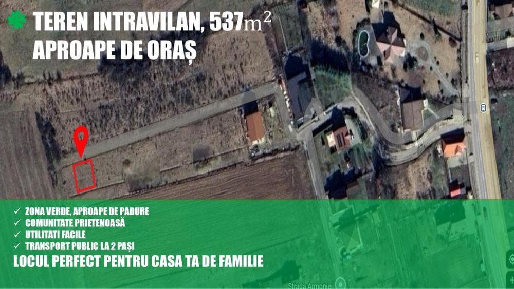 Teren intravilan 537 mp - liniste, acces rapid  la 2 km de oras - imagine 1