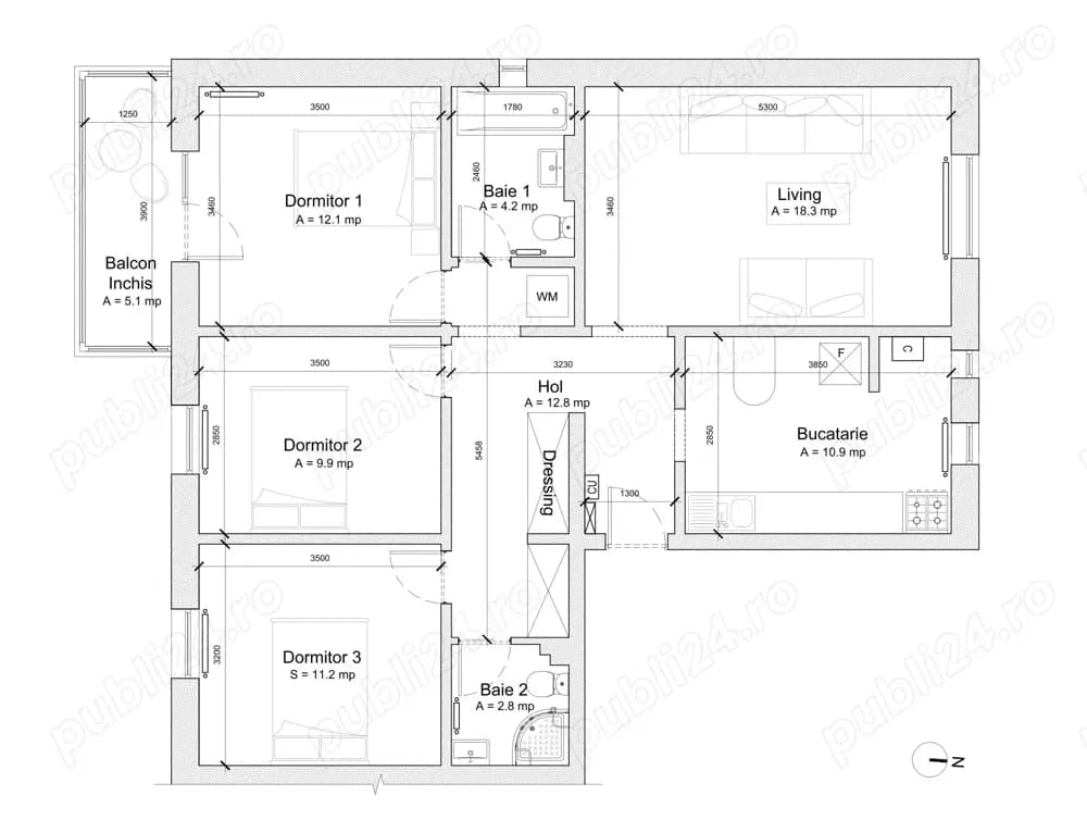 Vând apartament 4 camere decomandate, Faleza Nord   Constanța, Strada Unirii - imagine 1