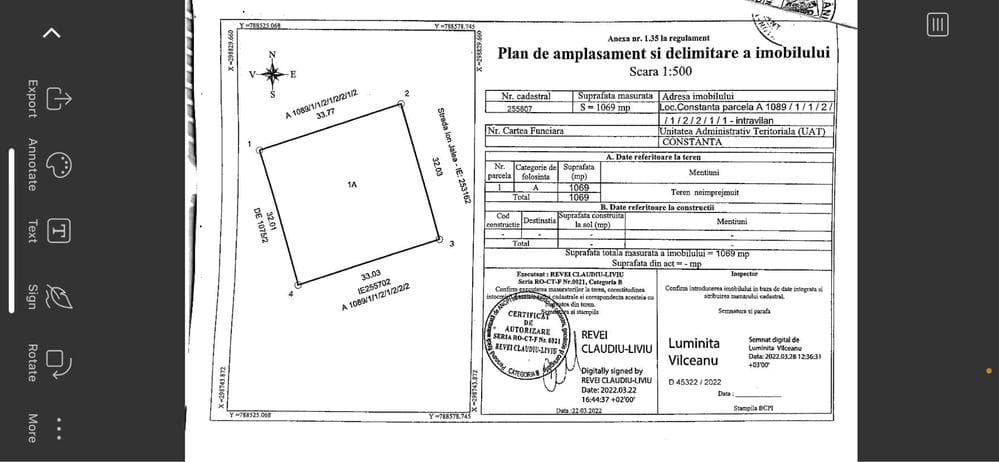 Teren intravilan 1069 mp – Zona Veterani, Constanța – POT 50%, P+2 - imagine 1