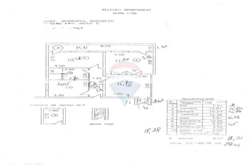 Apartament cu 3 camere și balcon în Piata Romană