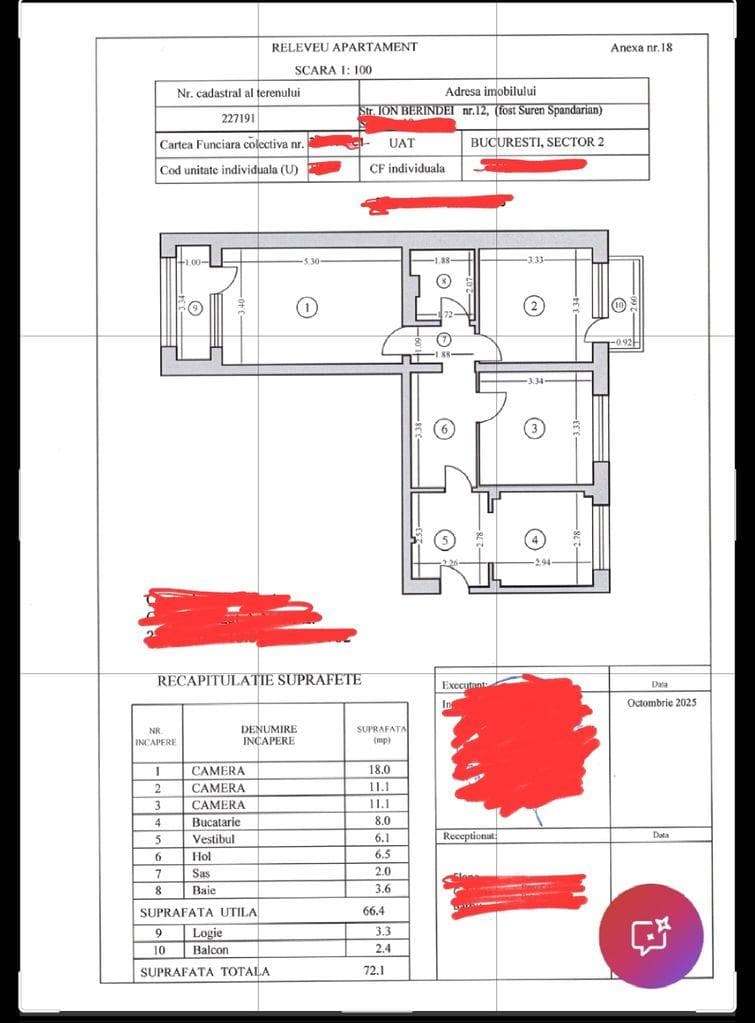 Apartament 3 camere în Dna Ghica,2 balcoane,cu vedere panoramica