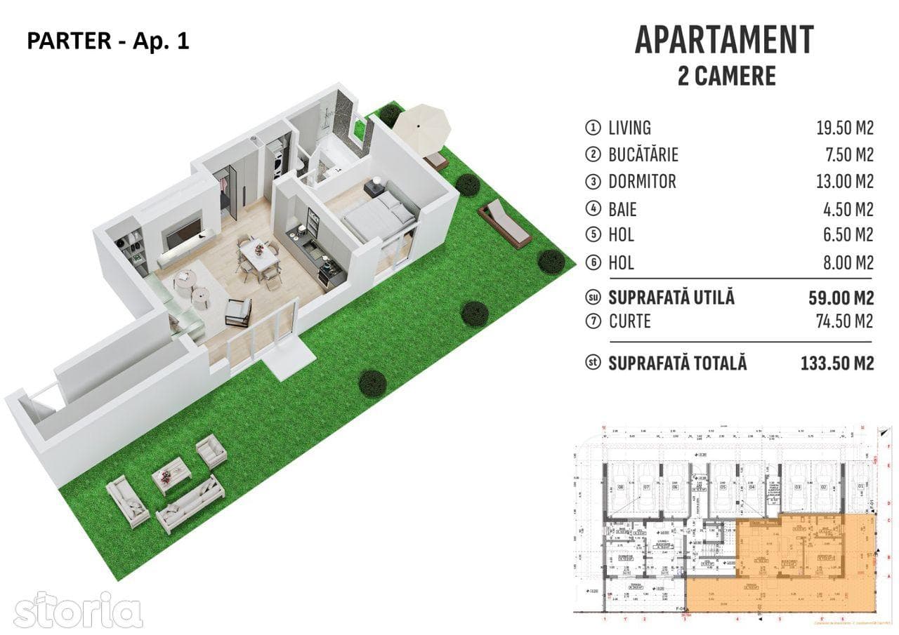 Apartament de 2 camere cu gradina - Metrou Aparatorii Patriei - imagine 1