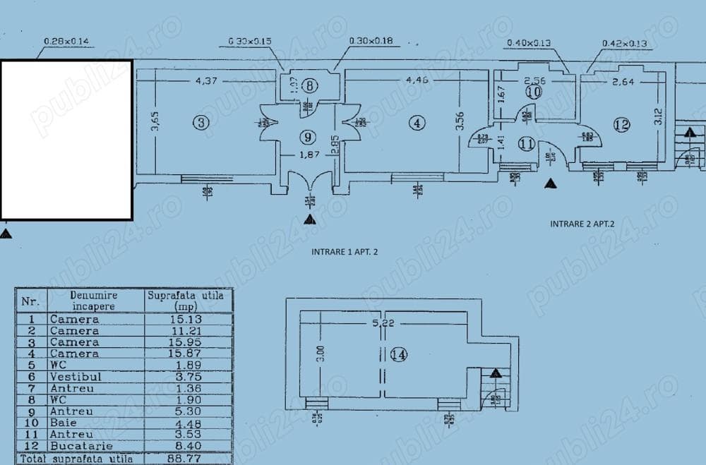 Apart. 2 camere singur curte str. Mihai Eminescu