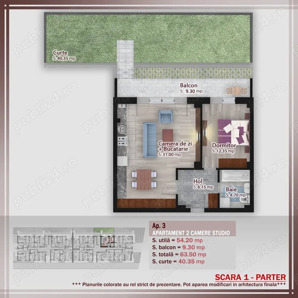 Apartament 2 camere cu gradina - imagine 1