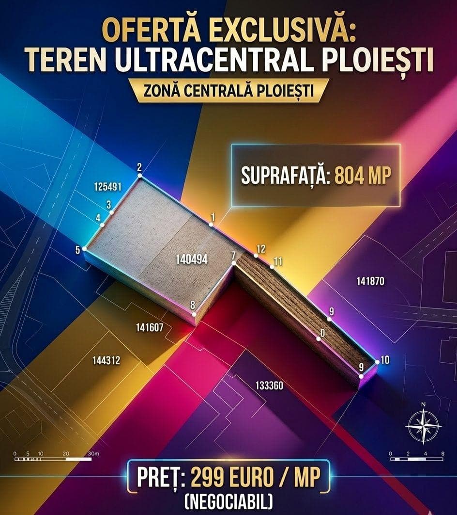 OPORTUNITATE INVESTIȚIE: Teren 804 mp Ultracentral Ploiești - imagine 1