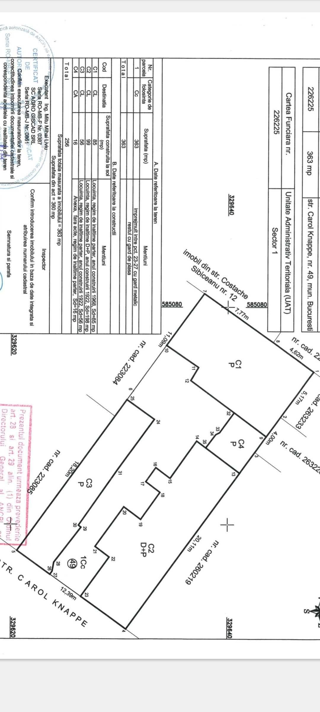 Teren de vanzare 363 Mp.  D 12,40  Domenii   Strada Carol Knappe Nr.49 - imagine 1