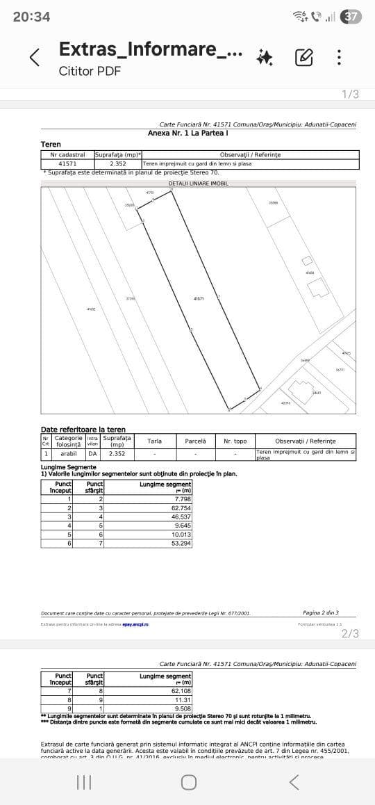 Teren intravilan 2.352 mp Varlaam-Adunatii  Copaceni