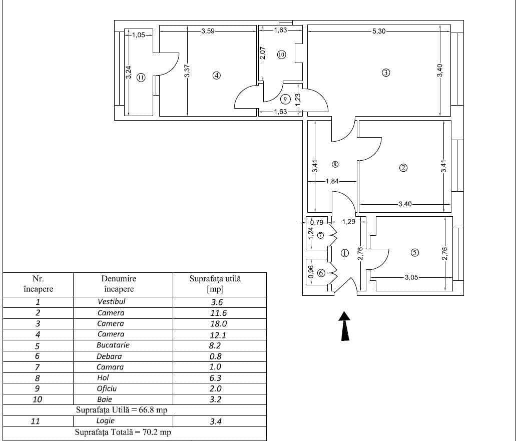 vanzare - apartament 3 camere, semidecomandat, etaj 1, sector 3