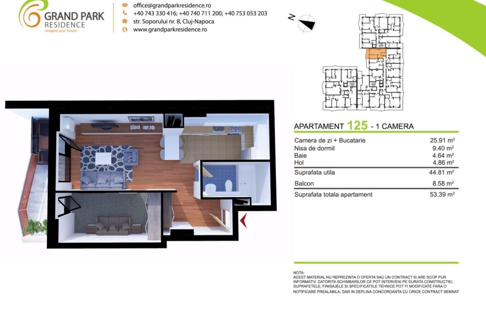 Apartament cu 2 camere in Grand Park Residence / Iulius Mall / FSEGA - imagine 1