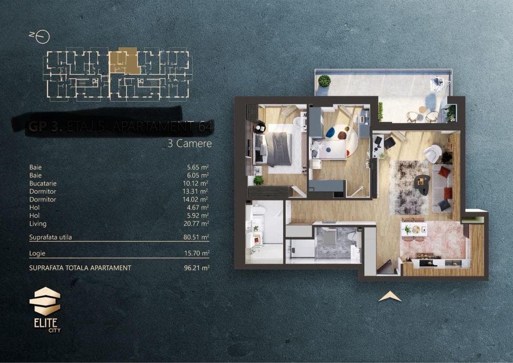 Persoana fizica Apartament 3 camere Elite City – spațios cu CF - imagine 8