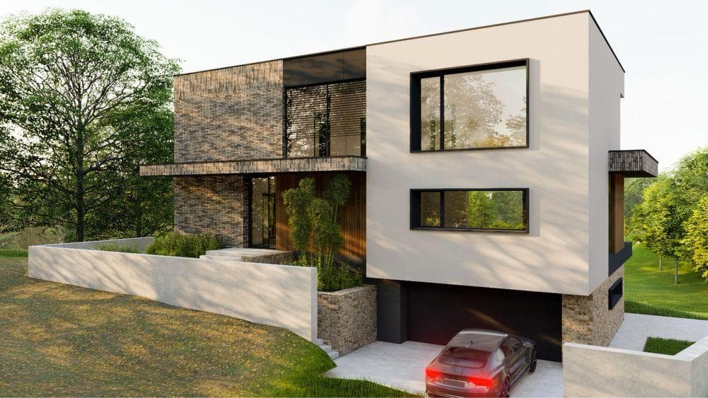 PF vand teren cu AUTORIZATIE de constructie, proiect casa moderna