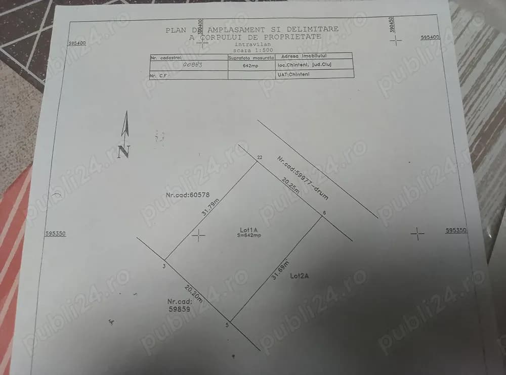 Vând teren intravilan la intrare în comuna Chinteni jud. Cluj