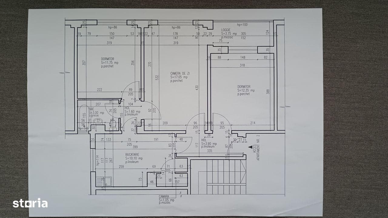 Apartament de 3 camere, 64 mp, situat în Centrul Nou