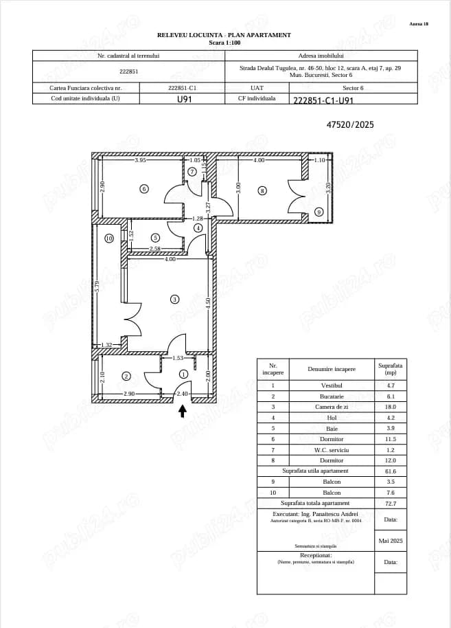 Apartament 3 camere Dealul Tugulea 50 - imagine 1