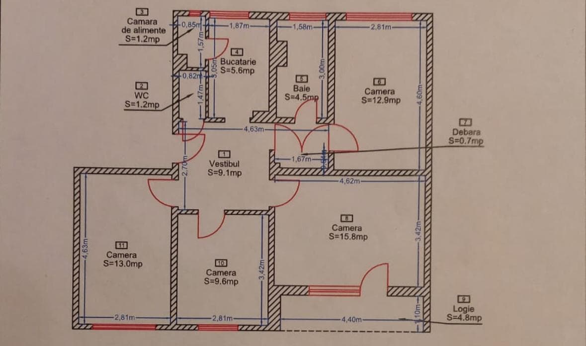 Apartament 4 camere,78,41 mp,Manastur,zona BIG - imagine 1